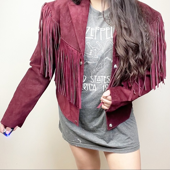 Vintage Jackets & Blazers - VTG 70’s Fringe Suede Leather Western Jacket XL